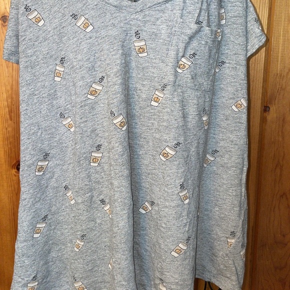 Torrid pumpkin latte coffee v neck shirt plus size 1 fall winter shirt gray - Picture 3 of 10